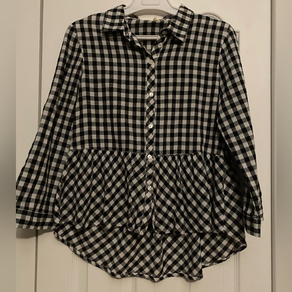 Love Notes Black and White Checkered Button Down Shirt